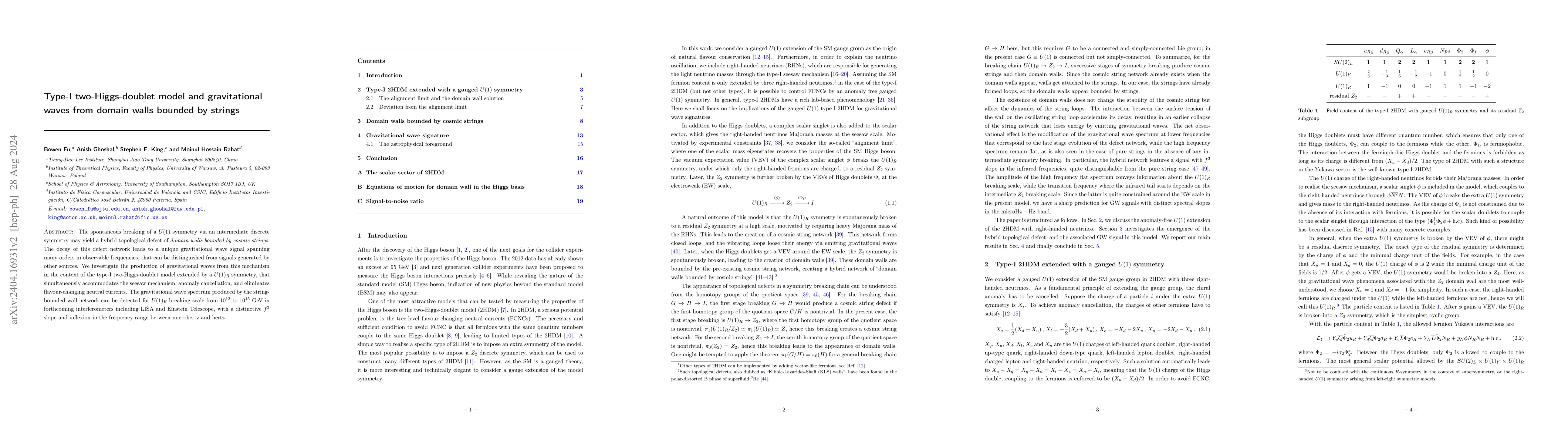 Thumbnail for Type-I two-Higgs-doublet model and gravitational waves from domain walls
  bounded by strings
