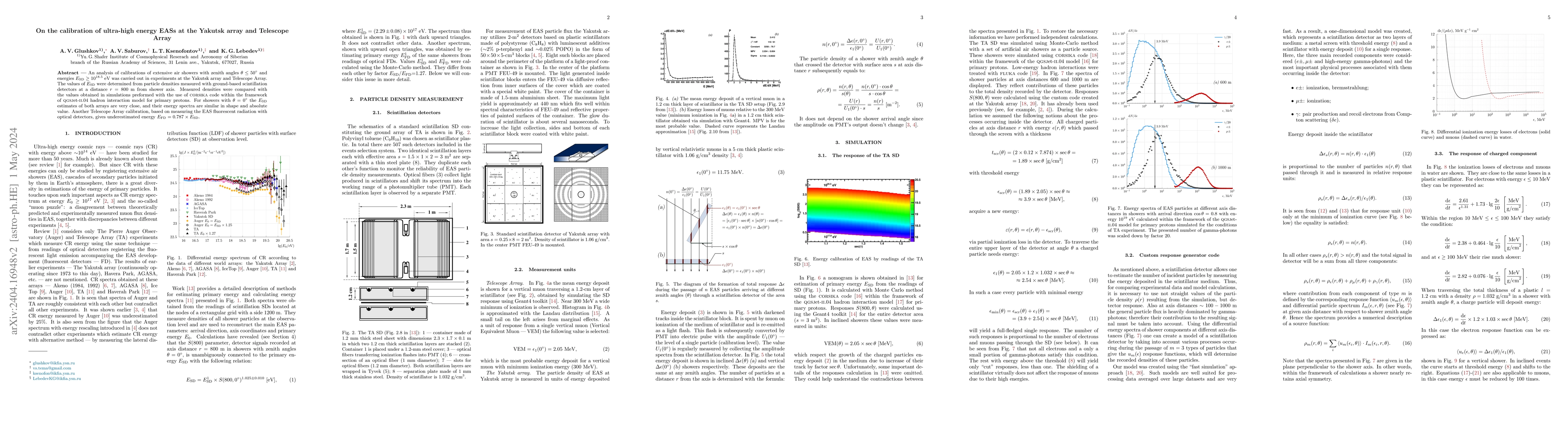 Thumbnail for On the calibration of ultra-high energy EASs at the Yakutsk array and
  Telescope Array
