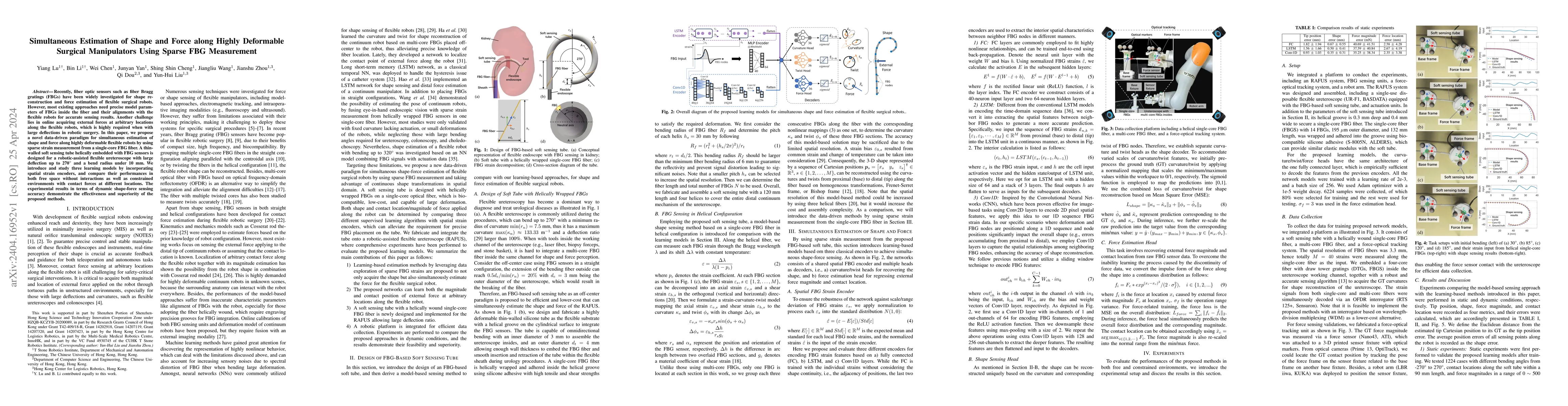 Thumbnail for Simultaneous Estimation of Shape and Force along Highly Deformable
  Surgical Manipulators Using Sparse FBG Measurement