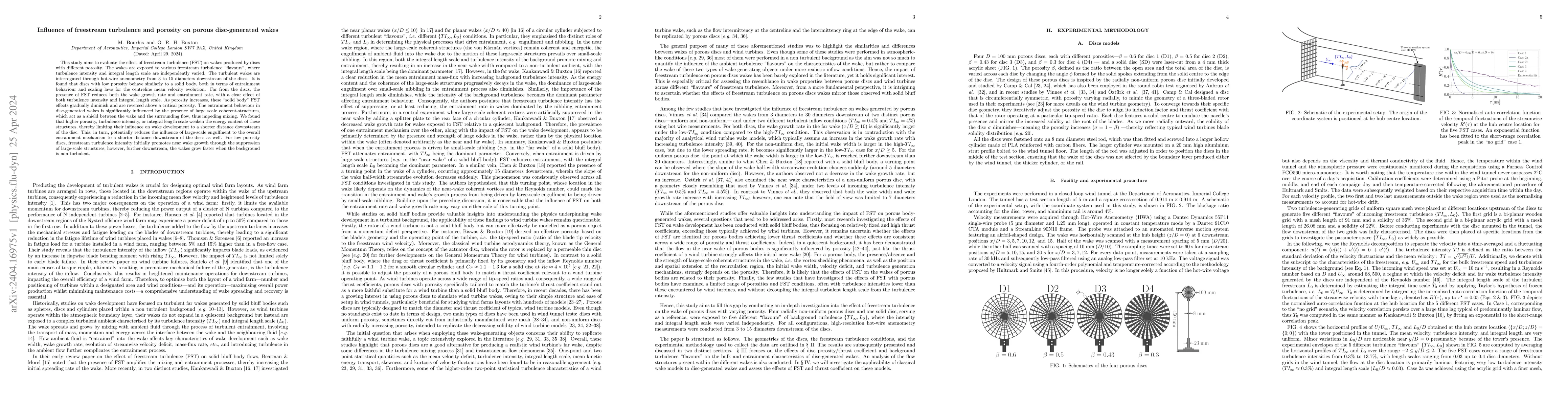 Thumbnail for Influence of freestream turbulence and porosity on porous disc-generated
  wakes