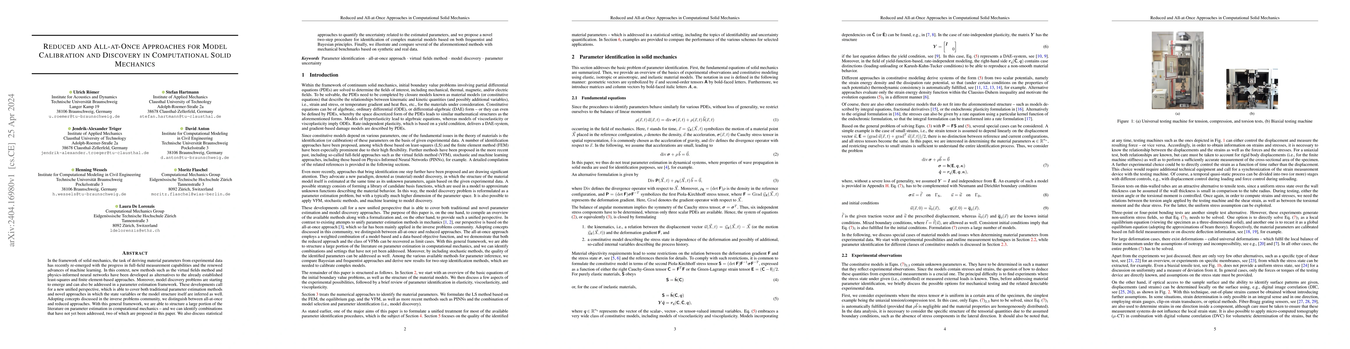 Thumbnail for Reduced and All-at-Once Approaches for Model Calibration and Discovery
  in Computational Solid Mechanics