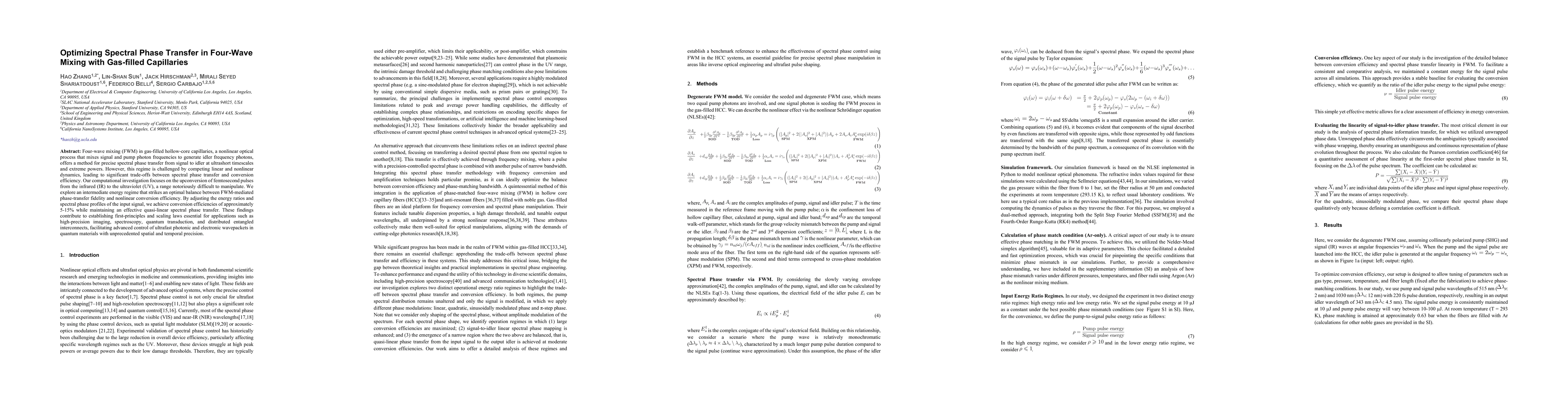 Thumbnail for Optimizing Spectral Phase Transfer in Four-Wave Mixing with Gas-filled
  Capillaries: A Trade-off Study