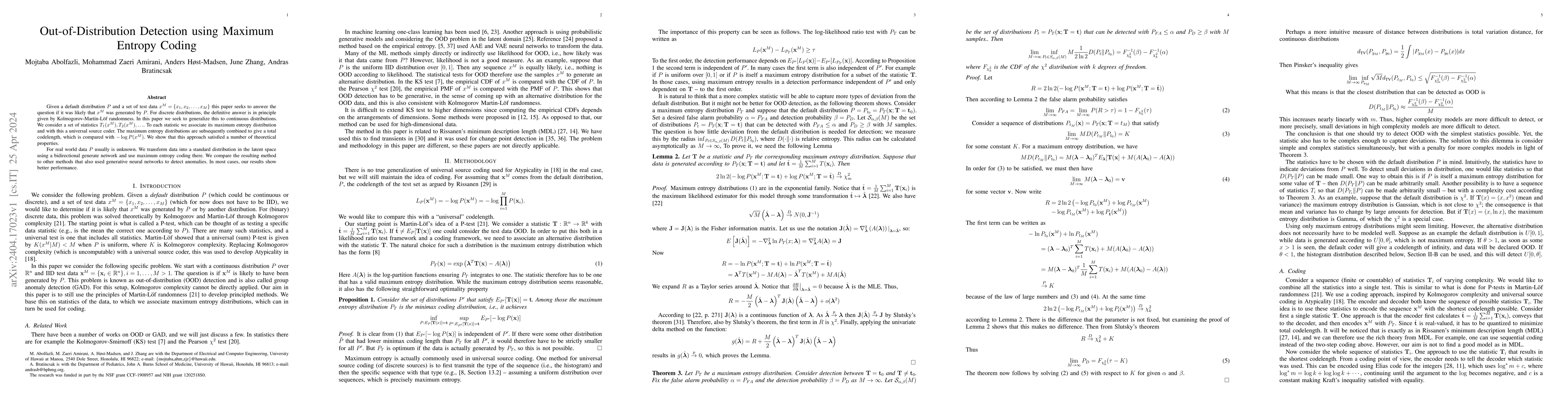 Thumbnail for Out-of-Distribution Detection using Maximum Entropy Coding