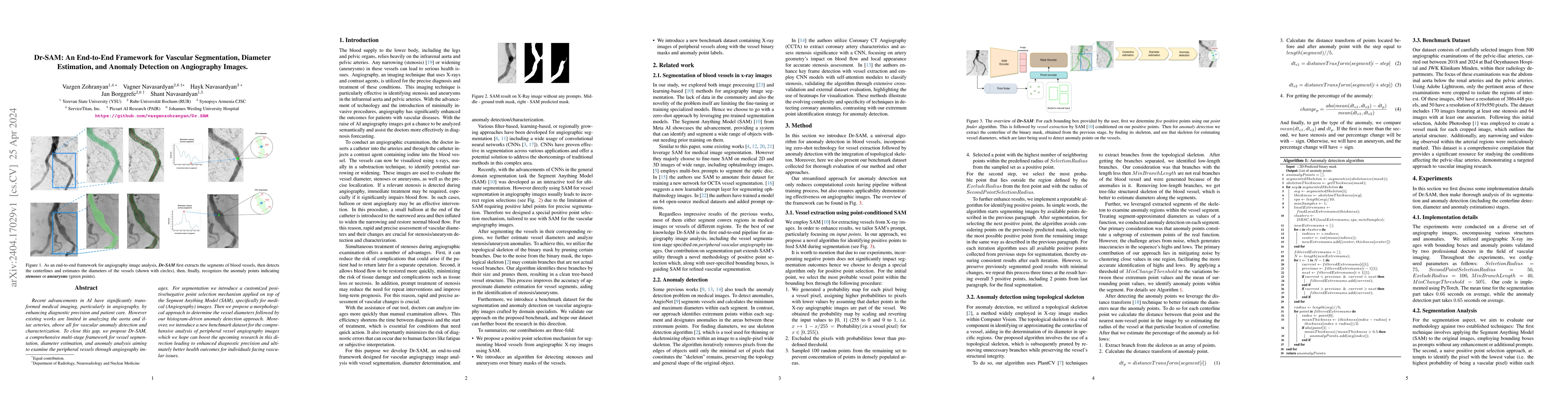 Thumbnail for Dr-SAM: An End-to-End Framework for Vascular Segmentation, Diameter
  Estimation, and Anomaly Detection on Angiography Images