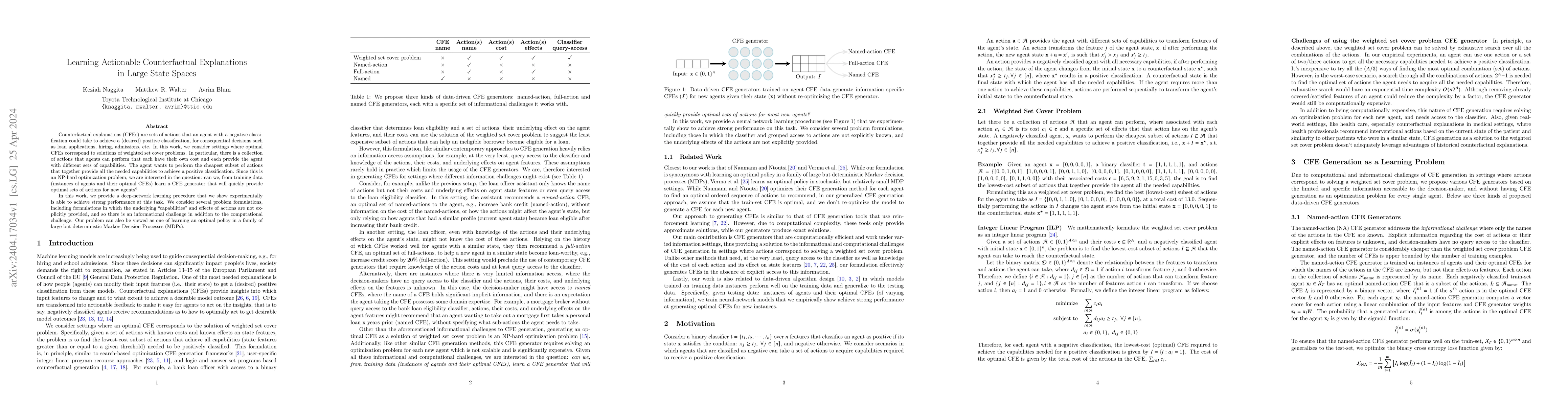 Thumbnail for Learning Actionable Counterfactual Explanations in Large State Spaces
