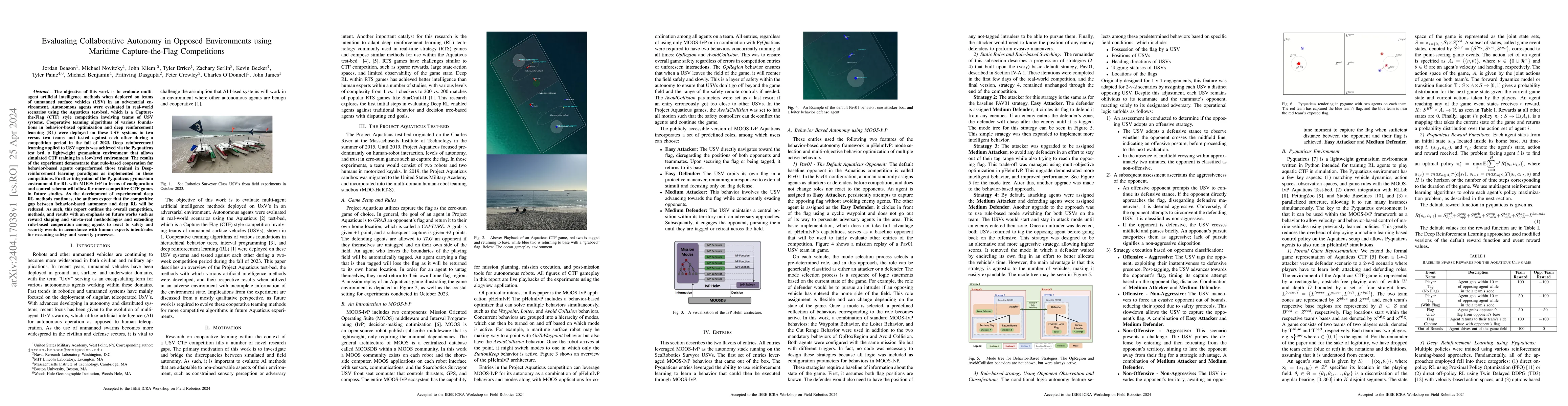 Thumbnail for Evaluating Collaborative Autonomy in Opposed Environments using Maritime
  Capture-the-Flag Competitions