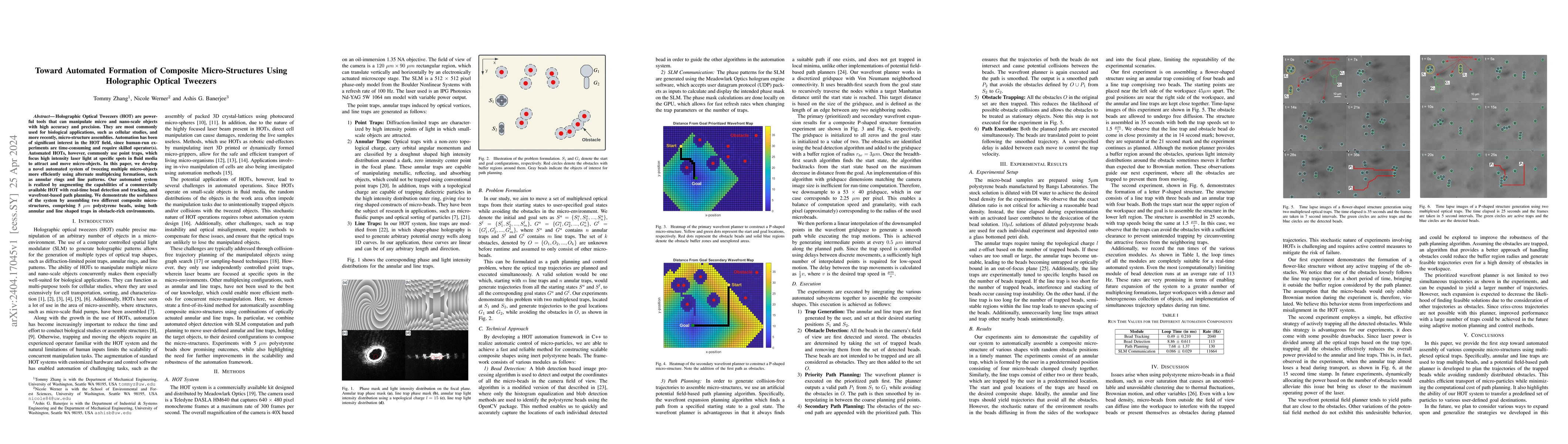 Thumbnail for Toward Automated Formation of Composite Micro-Structures Using
  Holographic Optical Tweezers