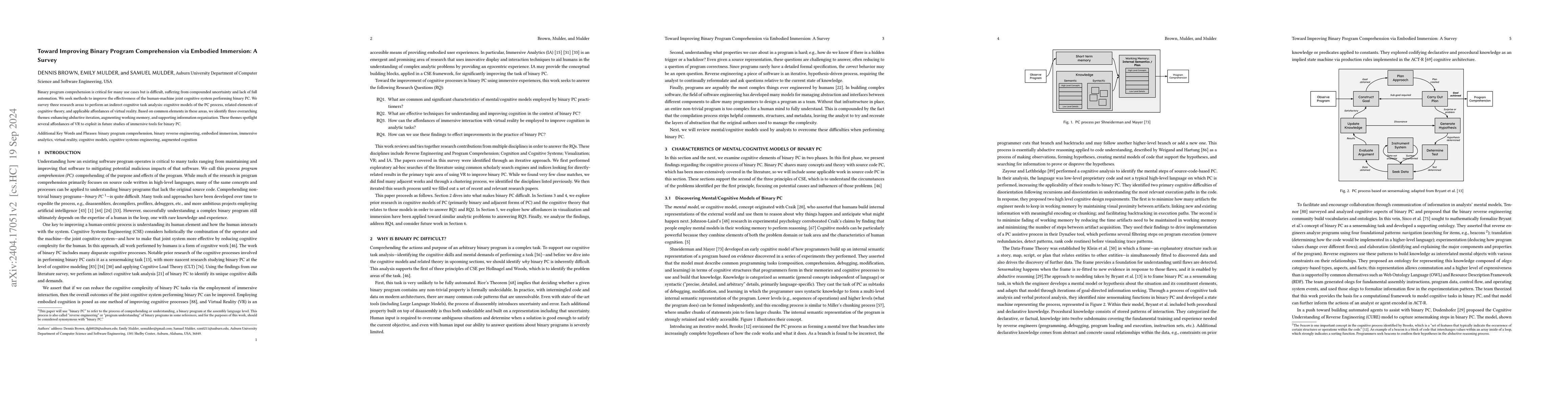 Thumbnail for Toward Improving Binary Program Comprehension via Embodied Immersion: A
  Survey