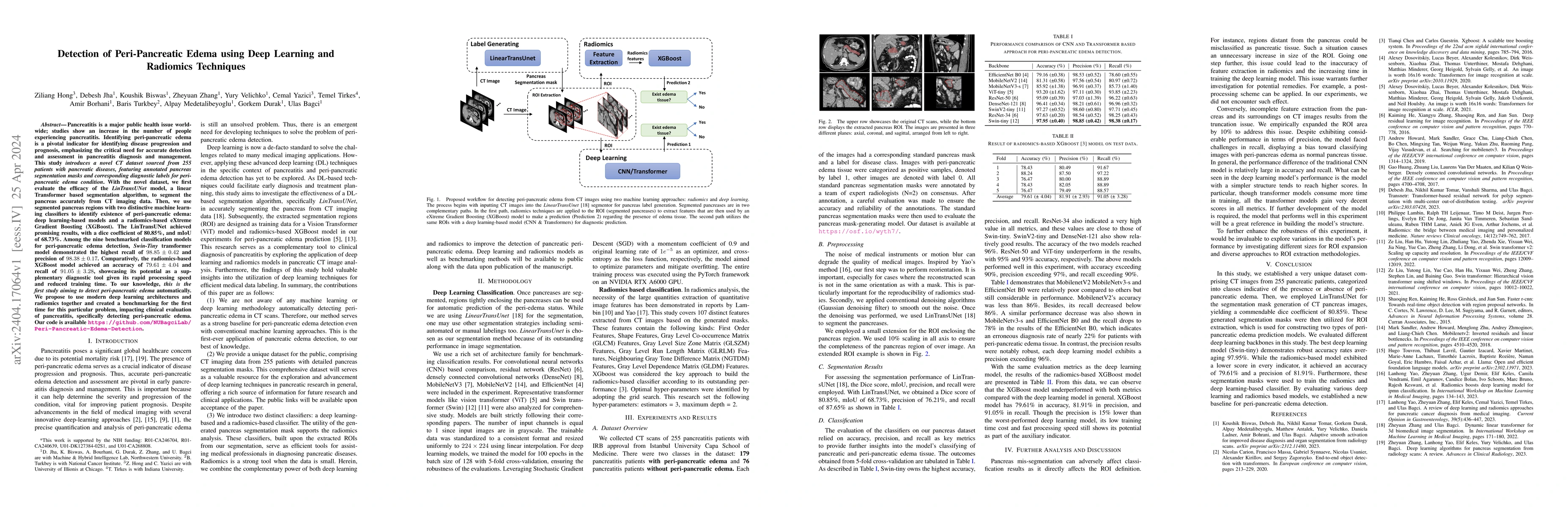Thumbnail for Detection of Peri-Pancreatic Edema using Deep Learning and Radiomics
  Techniques