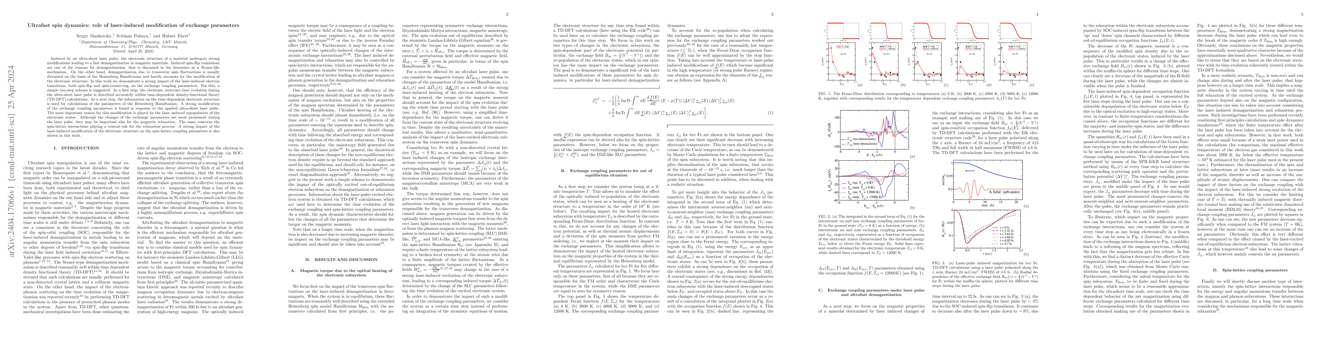 Thumbnail for Ultrafast spin dynamics: role of laser-induced modification of exchange
  parameters