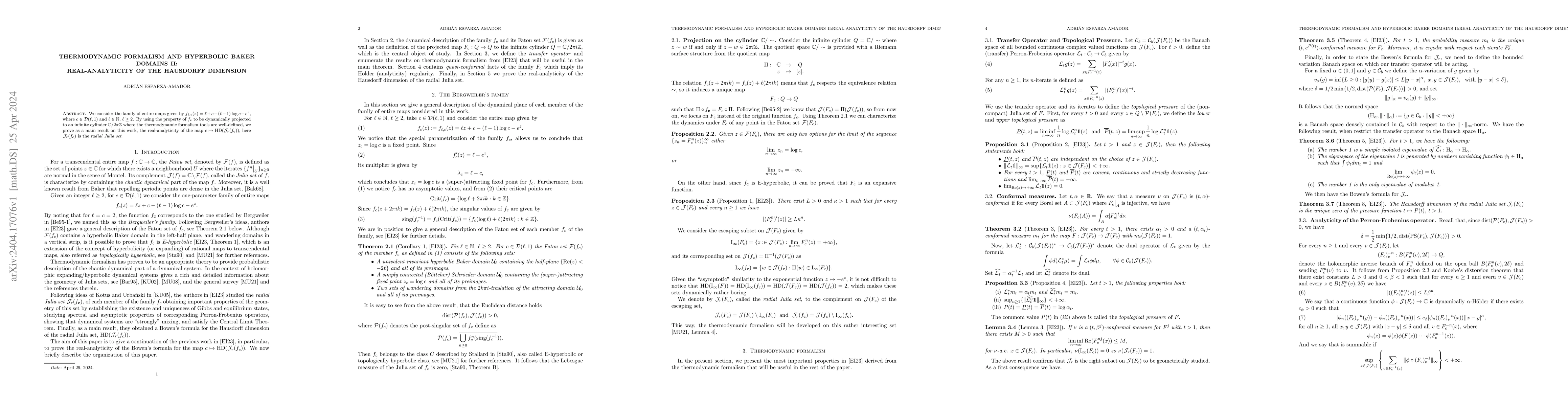 Thumbnail for Thermodynamic formalism and hyperbolic Baker domains: Real-analyticity
  of the Hausdorff dimension