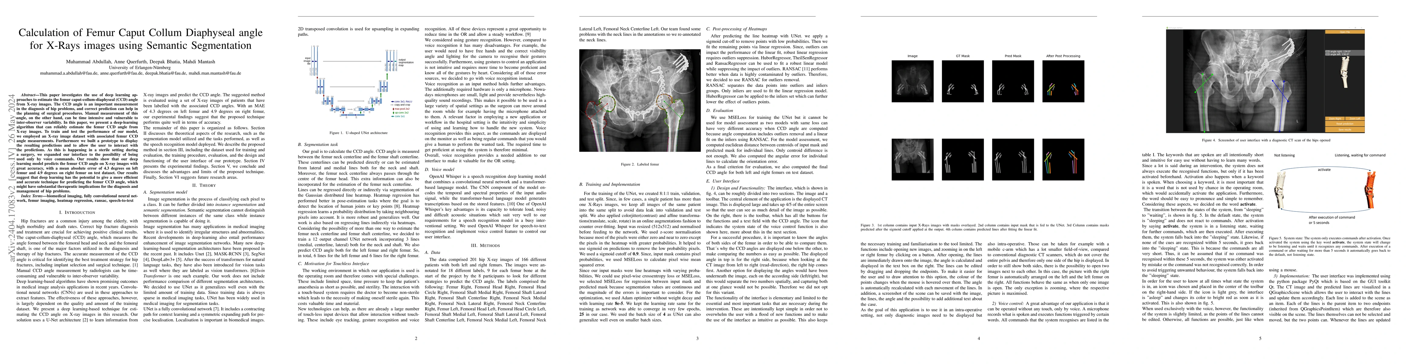 Thumbnail for Calculation of Femur Caput Collum Diaphyseal angle for X-Rays images
  using Semantic Segmentation