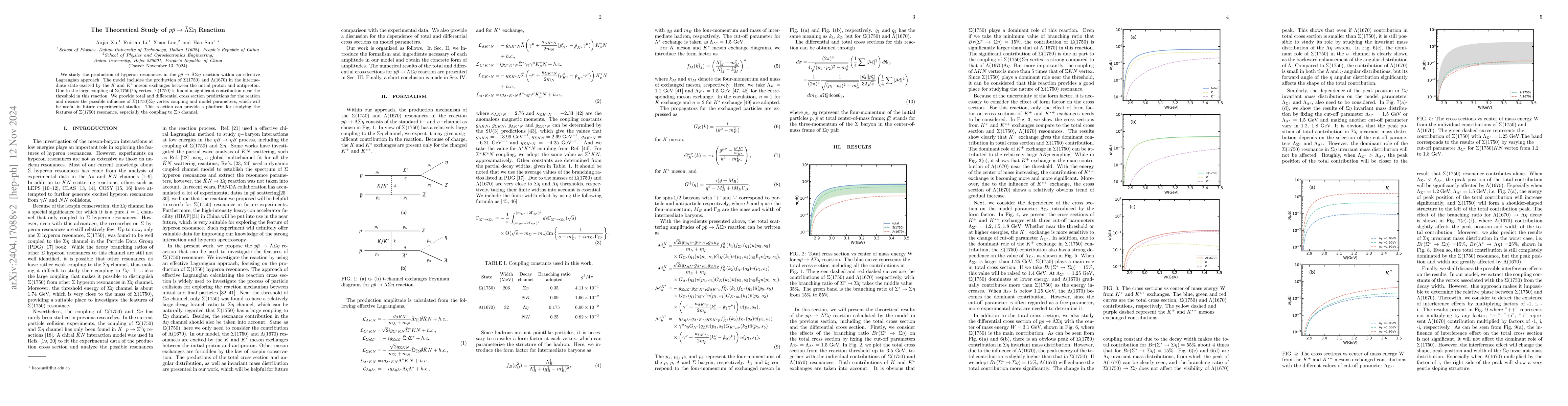Thumbnail for The Theoretical Study of $p\bar{p}\to\bar{\Lambda}\Sigma\eta$ Reaction