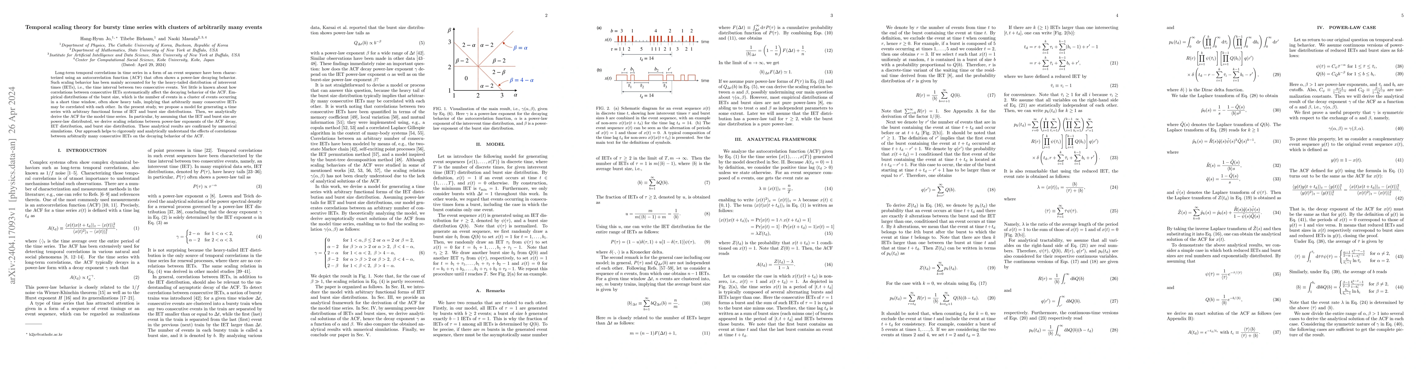 Thumbnail for Temporal scaling theory for bursty time series with clusters of
  arbitrarily many events