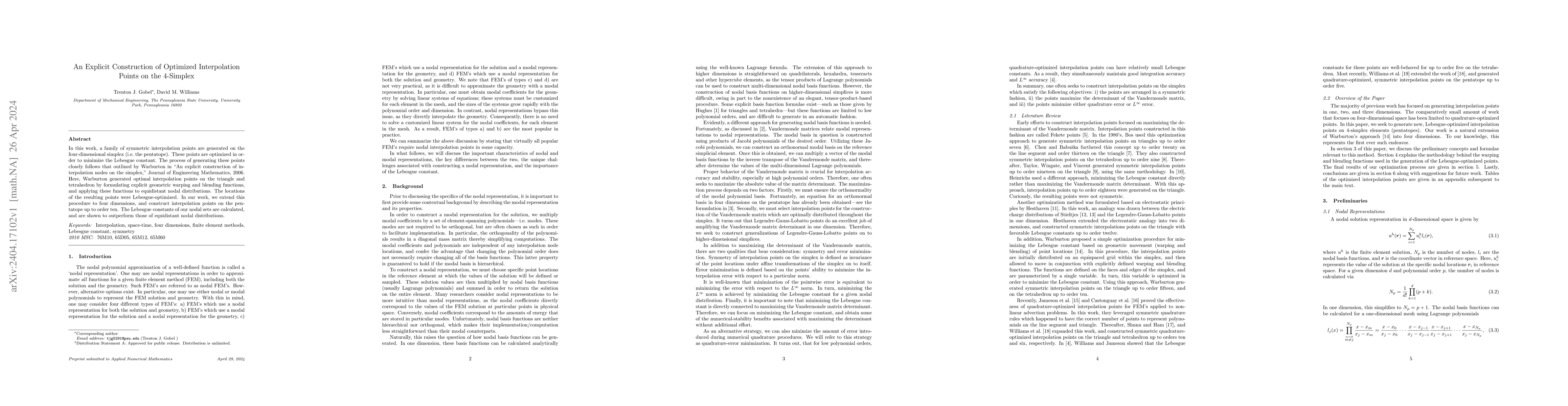 Thumbnail for An explicit construction of optimized interpolation points on the
  4-simplex