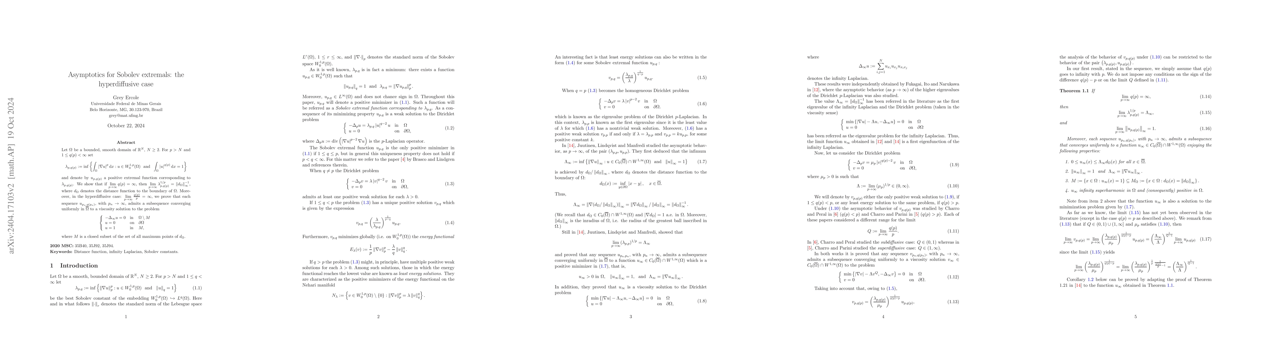 Thumbnail for Asymptotics for Sobolev extremals: the hyperdiffusive case