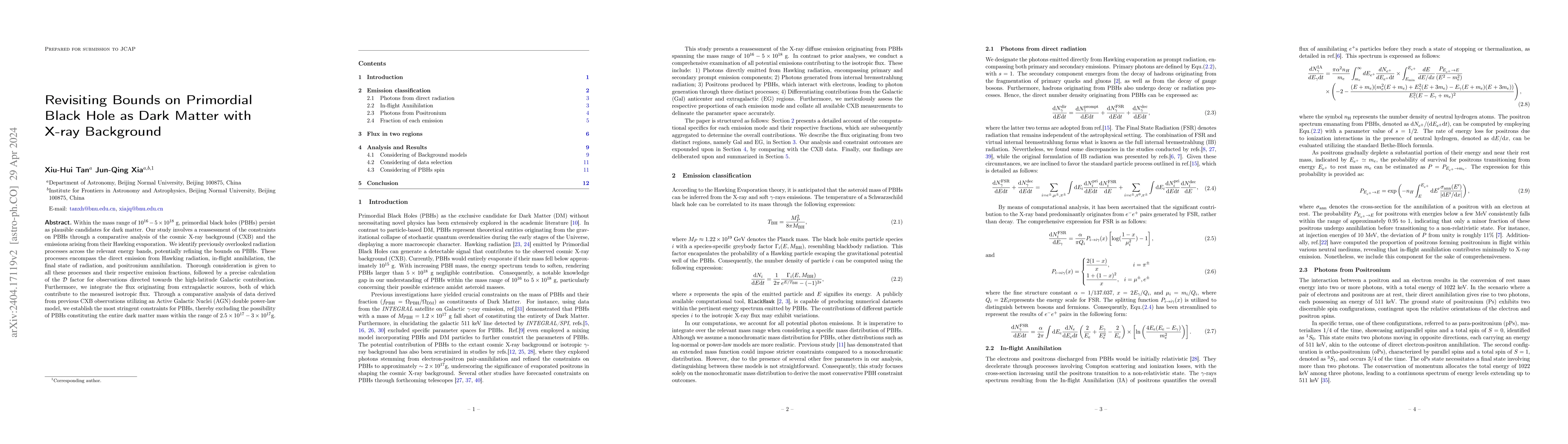 Thumbnail for Revisiting Bounds on Primordial Black Hole as Dark Matter with X-ray
  Background