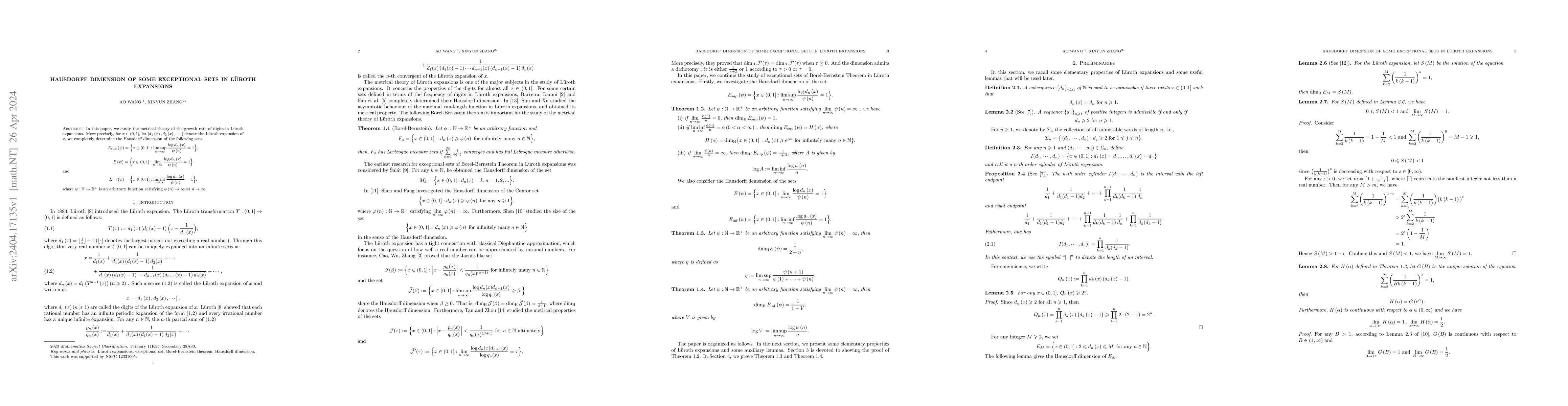 Thumbnail for Hausdorff dimension of some exceptional sets in L\"{u}roth expansions