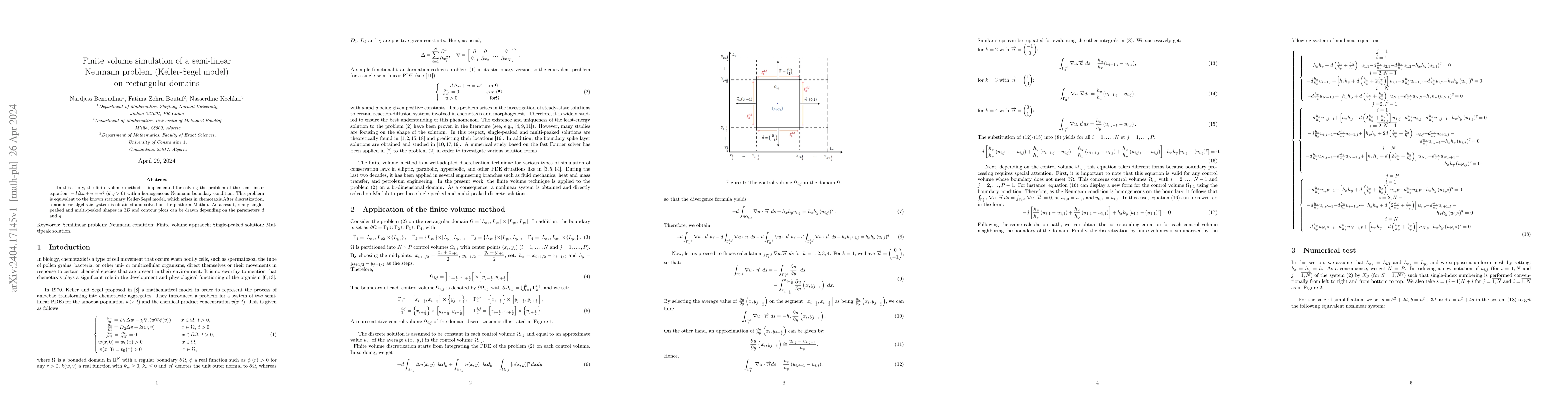 Thumbnail for Finite volume simulation of a semi-linear Neumann problem (Keller-Segel
  model) on rectangular domains