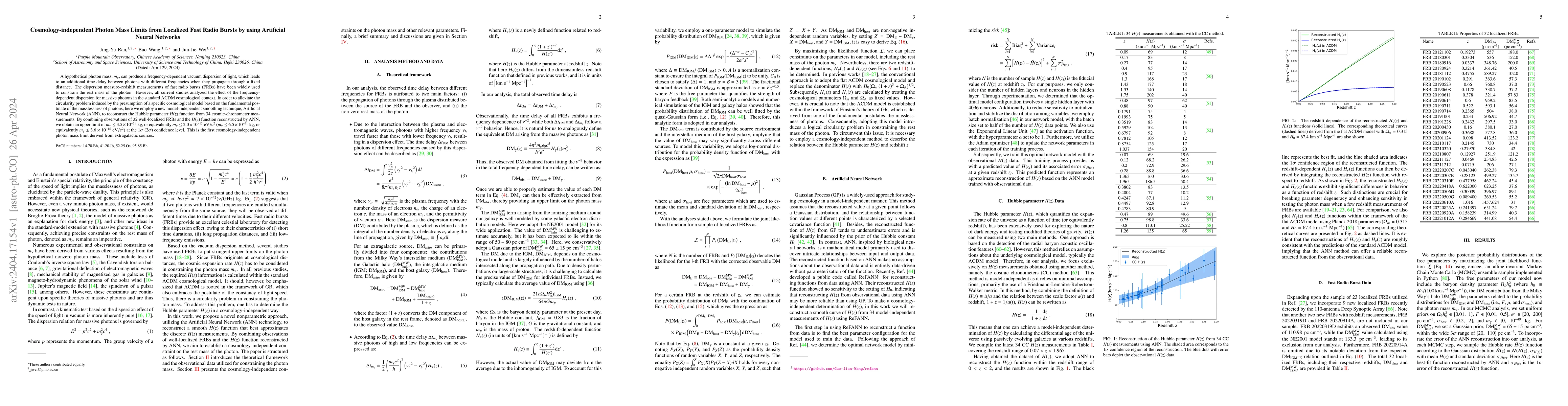 Thumbnail for Cosmology-independent Photon Mass Limits from Localized Fast Radio
  Bursts by using Artificial Neural Networks