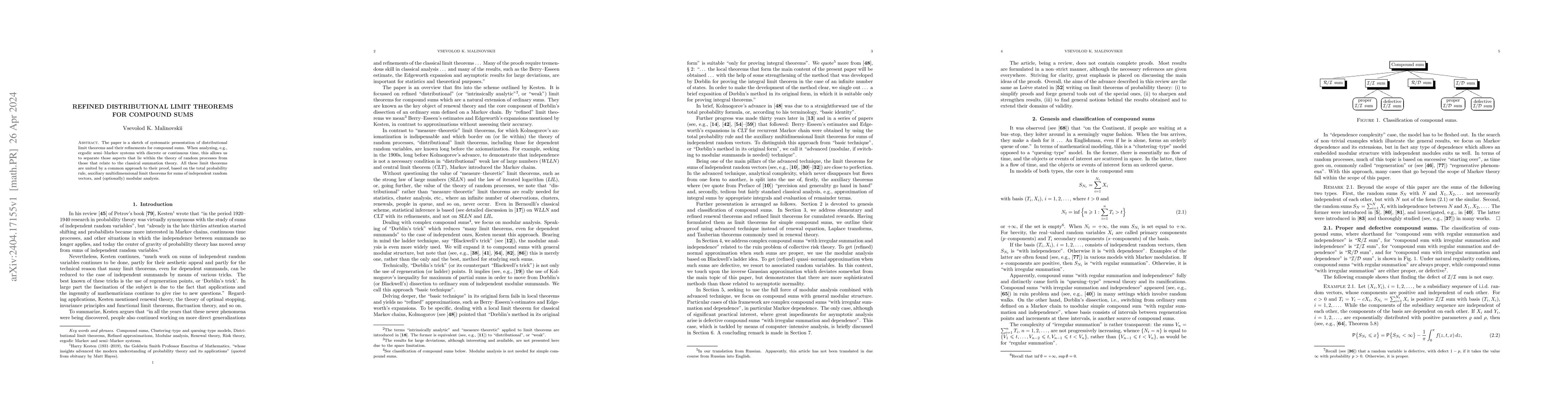Thumbnail for Refined distributional limit theorems for compound sums