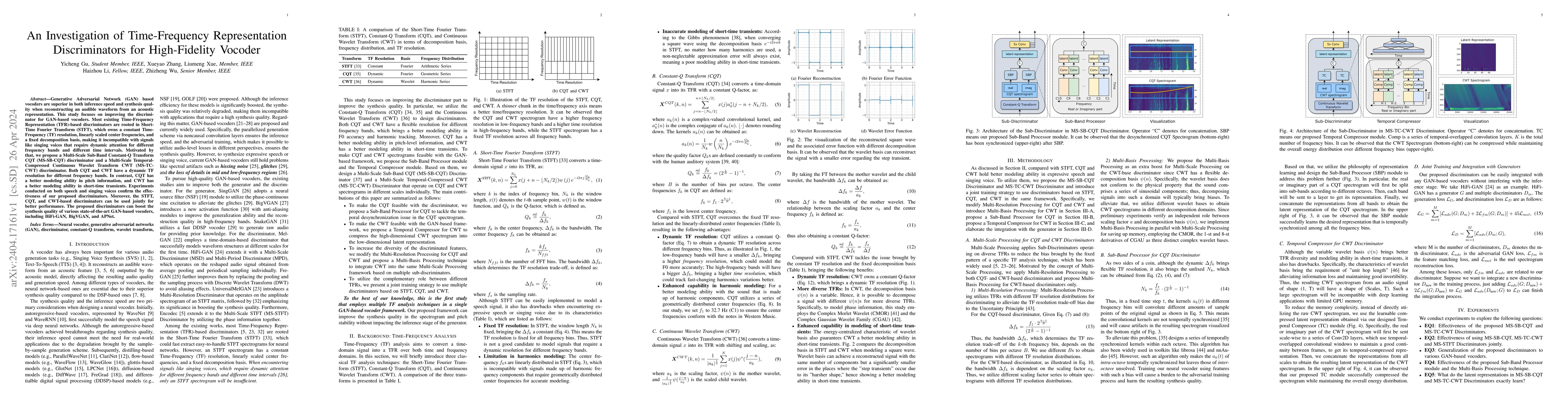 Thumbnail for An Investigation of Time-Frequency Representation Discriminators for
  High-Fidelity Vocoder
