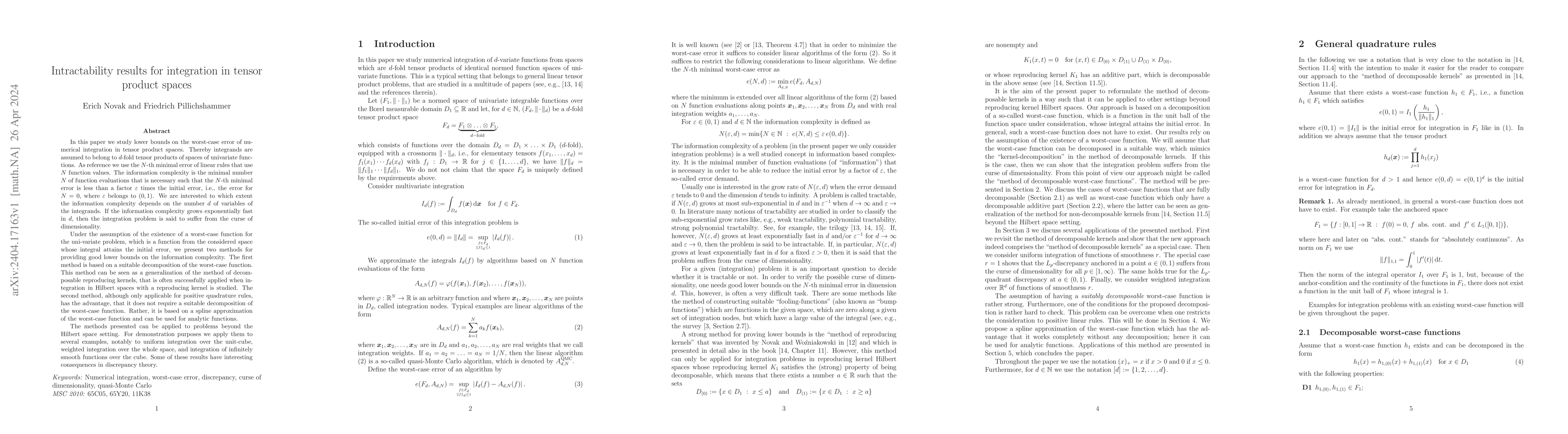 Thumbnail for Intractability results for integration in tensor product spaces