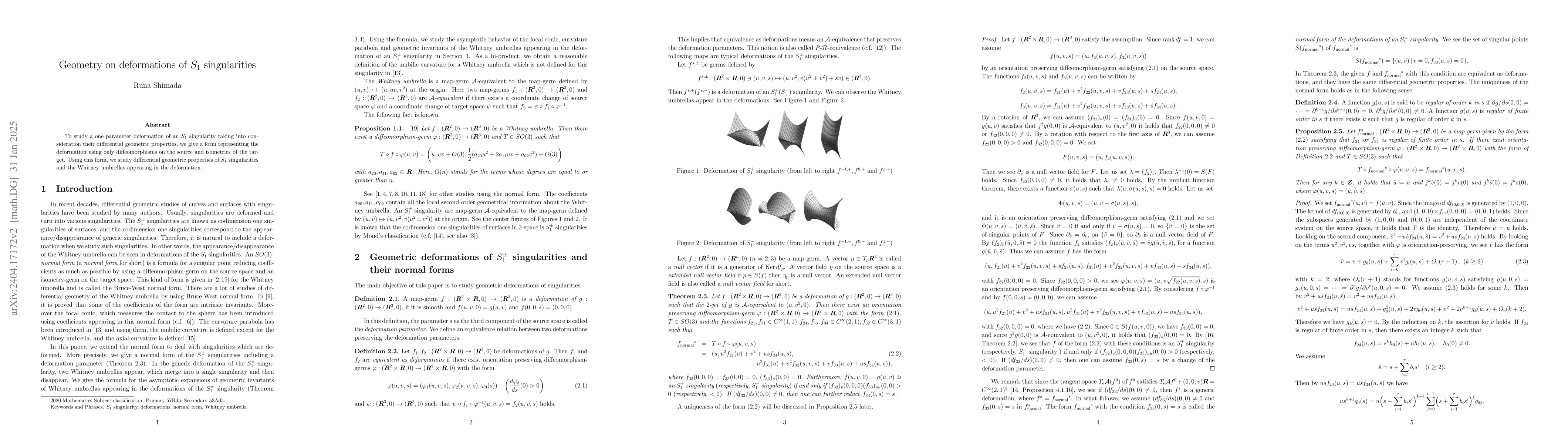 Thumbnail for Geometry on deformations of S1 singularities