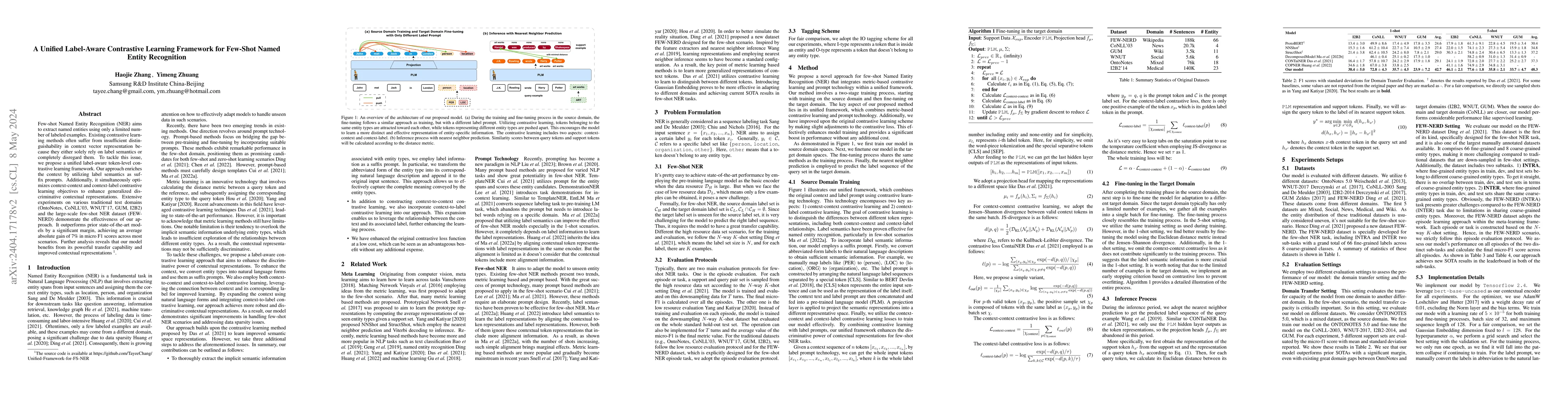 Thumbnail for A Unified Label-Aware Contrastive Learning Framework for Few-Shot Named
  Entity Recognition