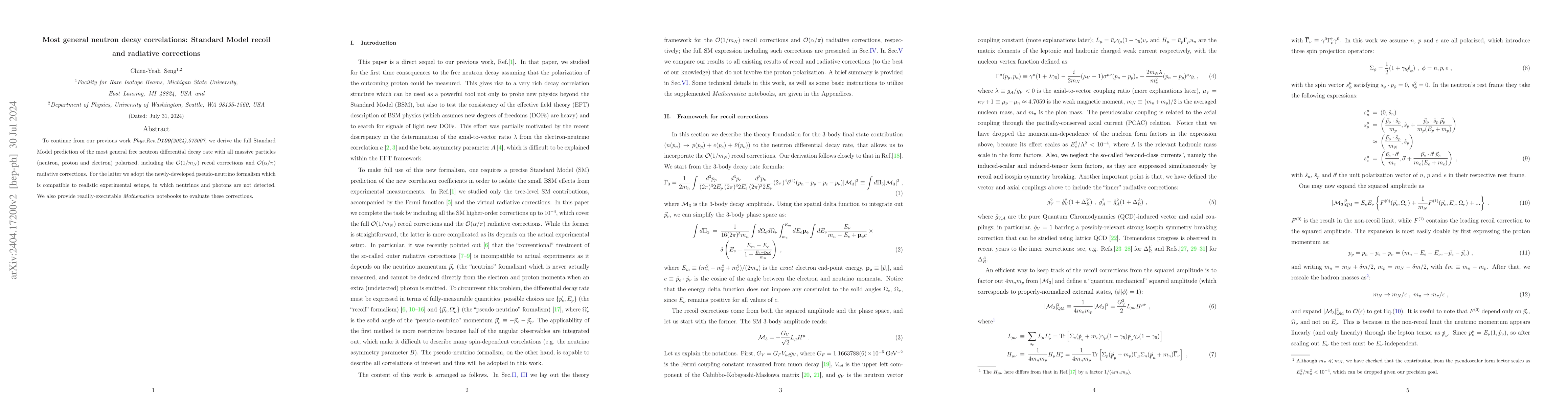 Thumbnail for Most general neutron decay correlations: Standard Model recoil and
  radiative corrections