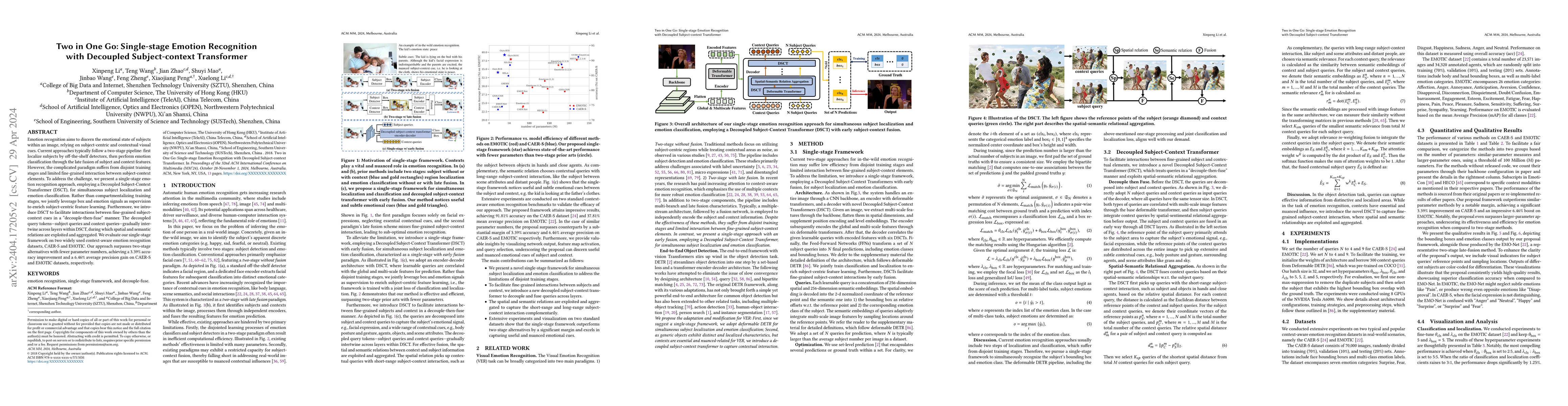 Thumbnail for Two in One Go: Single-stage Emotion Recognition with Decoupled
  Subject-context Transformer