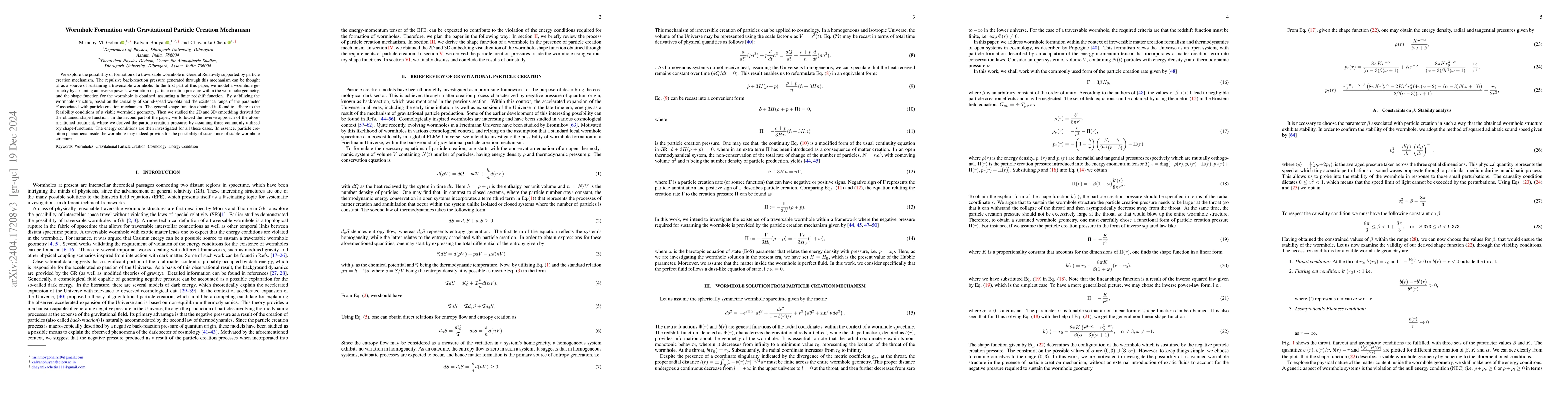 Thumbnail for Wormhole Formation with Gravitational Particle Creation Mechanism