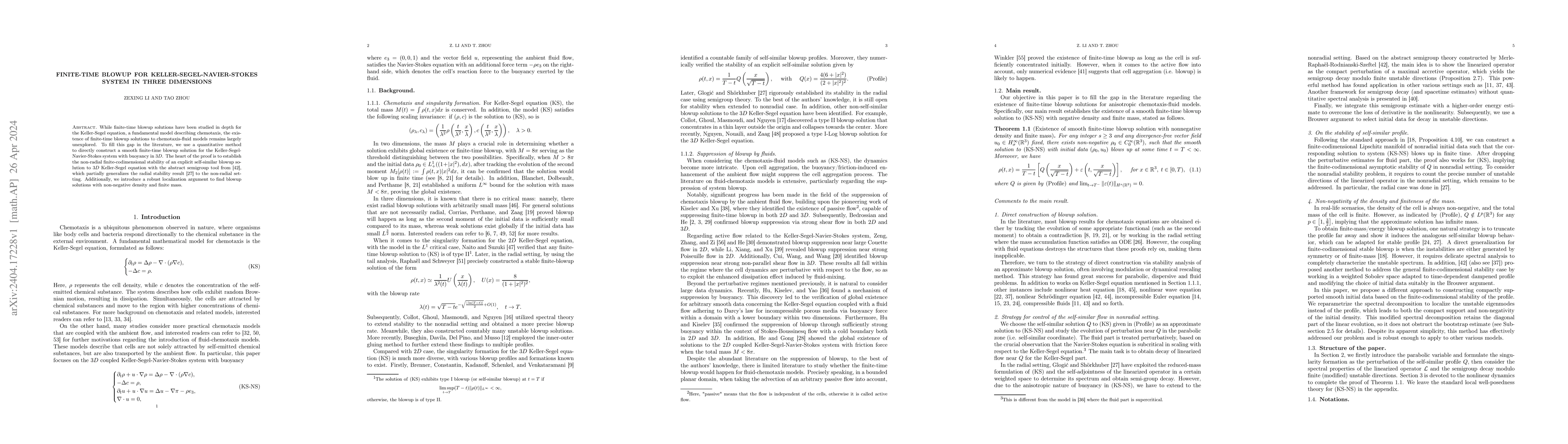 Thumbnail for Finite-time blowup for Keller-Segel-Navier-Stokes system in three
  dimensions