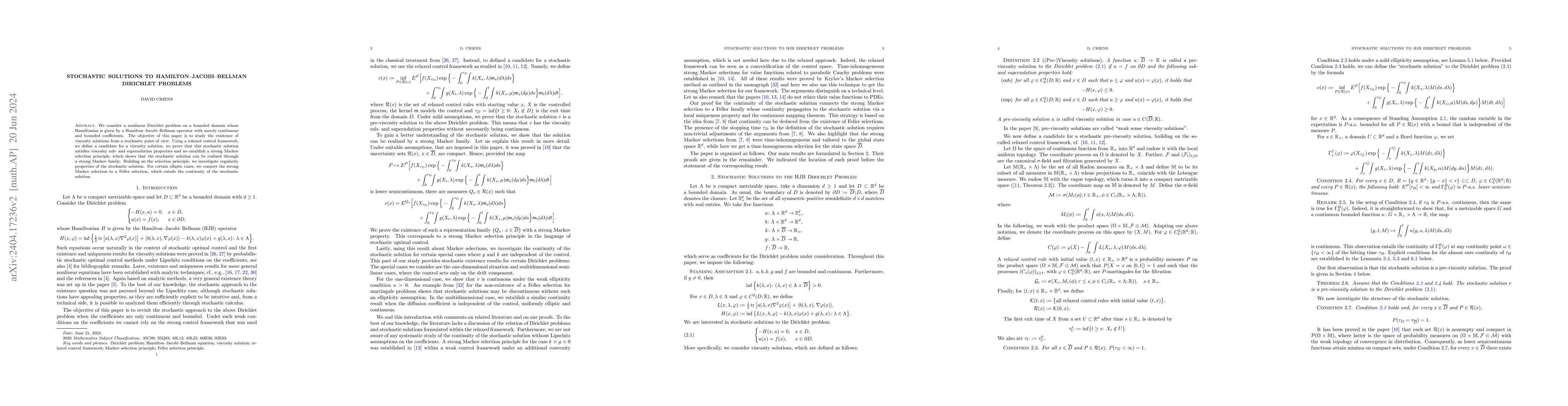 Thumbnail for Stochastic solutions to Hamilton-Jacobi-Bellman Dirichlet problems
