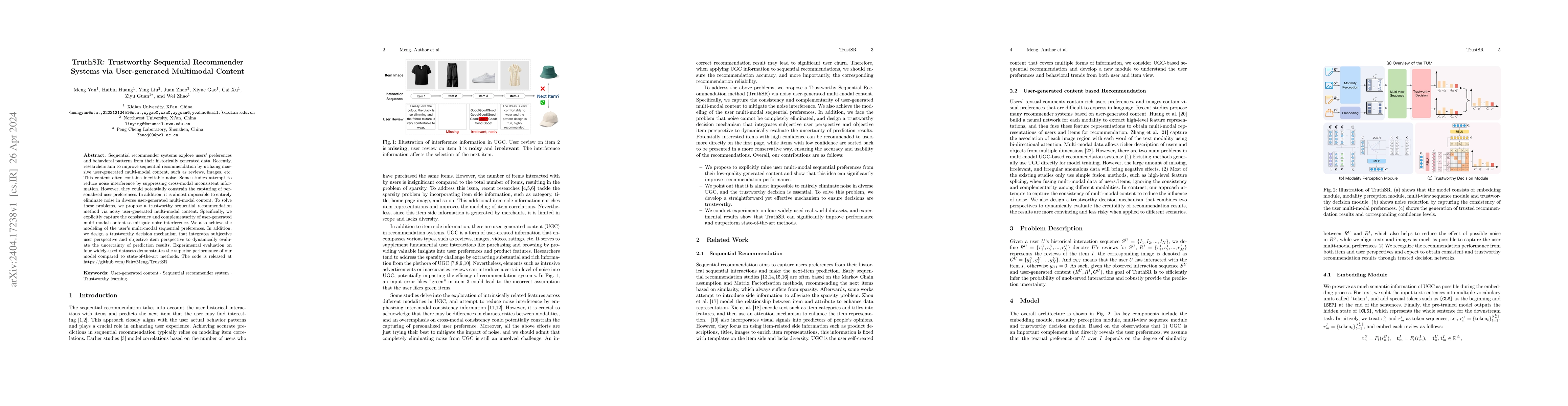 Thumbnail for TruthSR: Trustworthy Sequential Recommender Systems via User-generated
  Multimodal Content