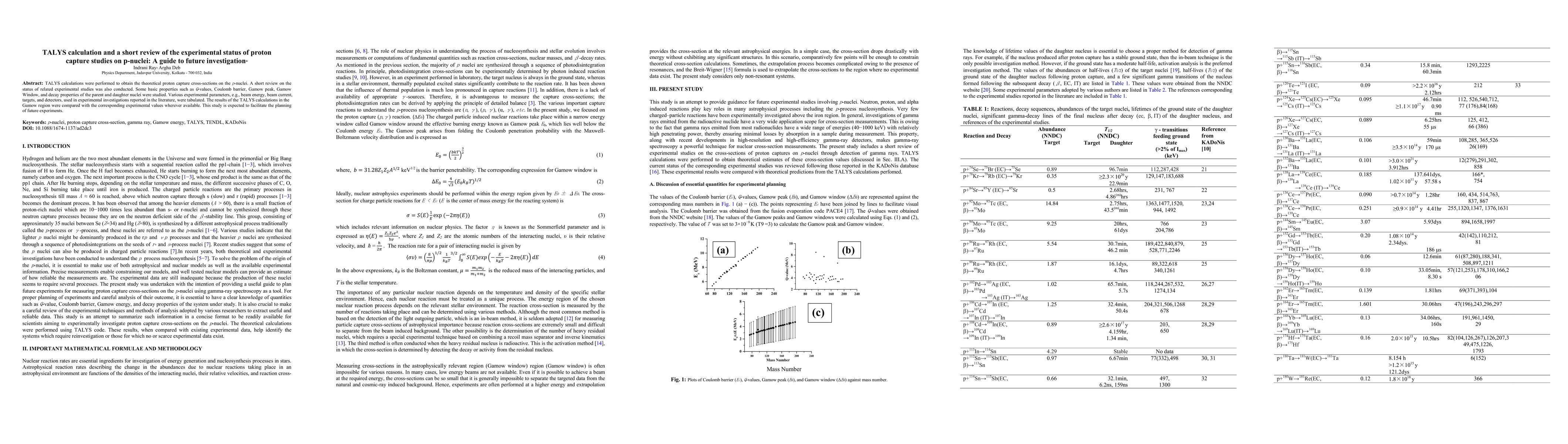 Thumbnail for TALYS calculation and a short review of the experimental status of
  proton capture studies on p-nuclei: A guide to future investigation