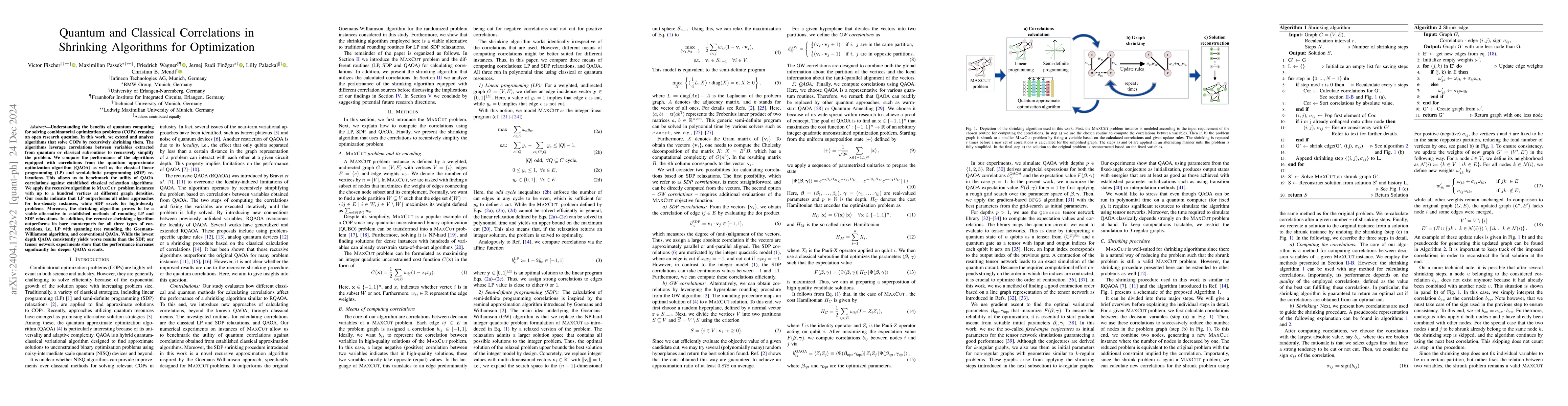 Thumbnail for The role of quantum and classical correlations in shrinking algorithms
  for optimization