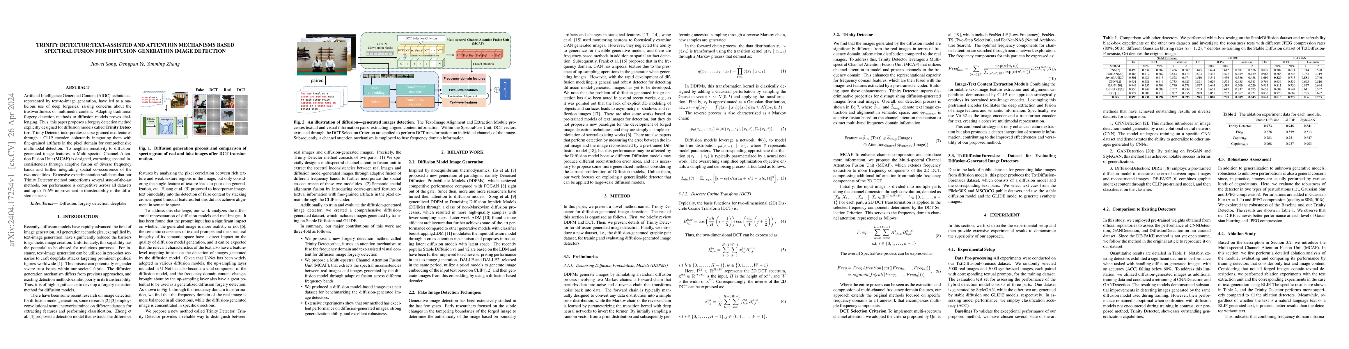 Thumbnail for Trinity Detector:text-assisted and attention mechanisms based spectral
  fusion for diffusion generation image detection