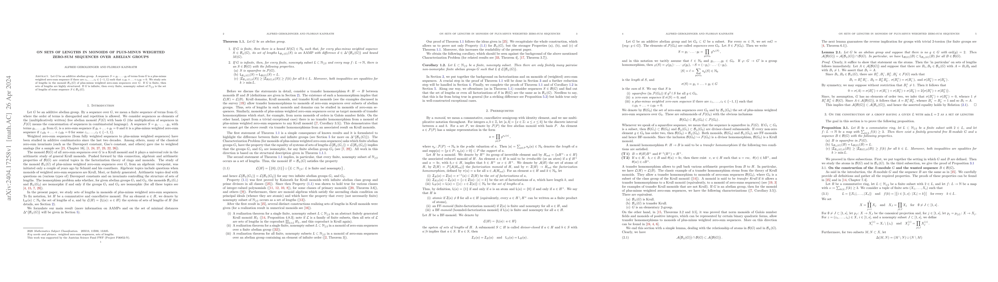 Thumbnail for On Sets of Lengths in Monoids of plus-minus weighted Zero-Sum Sequences