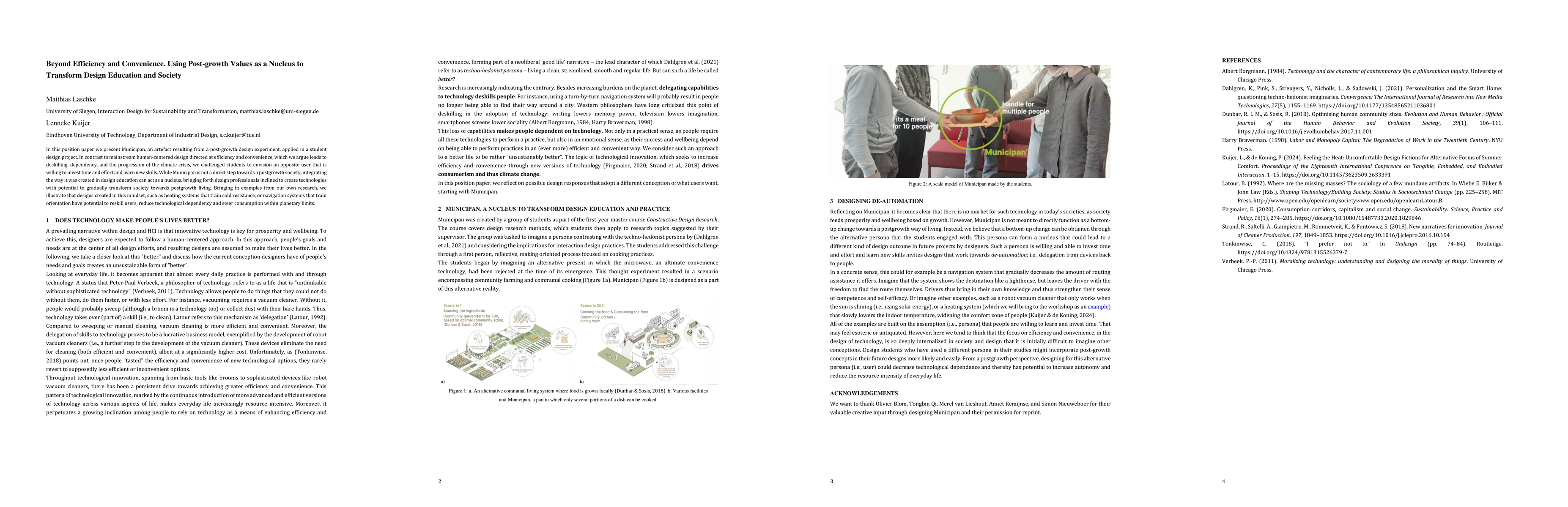 Thumbnail for Beyond Efficiency and Convenience. Using Post-growth Values as a Nucleus
  to Transform Design Education and Society