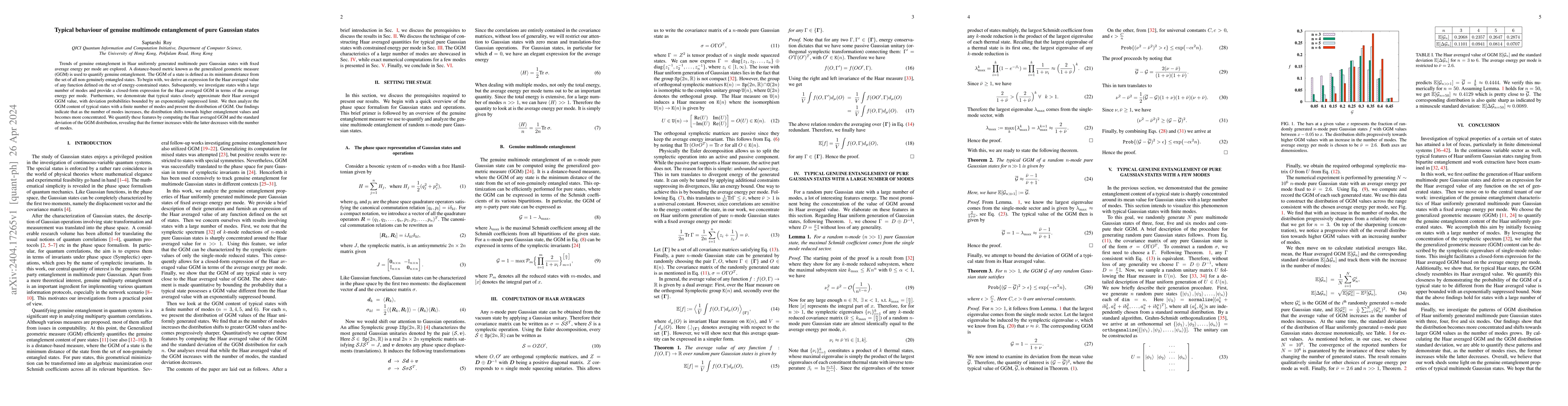 Thumbnail for Typical behaviour of genuine multimode entanglement of pure Gaussian
  states