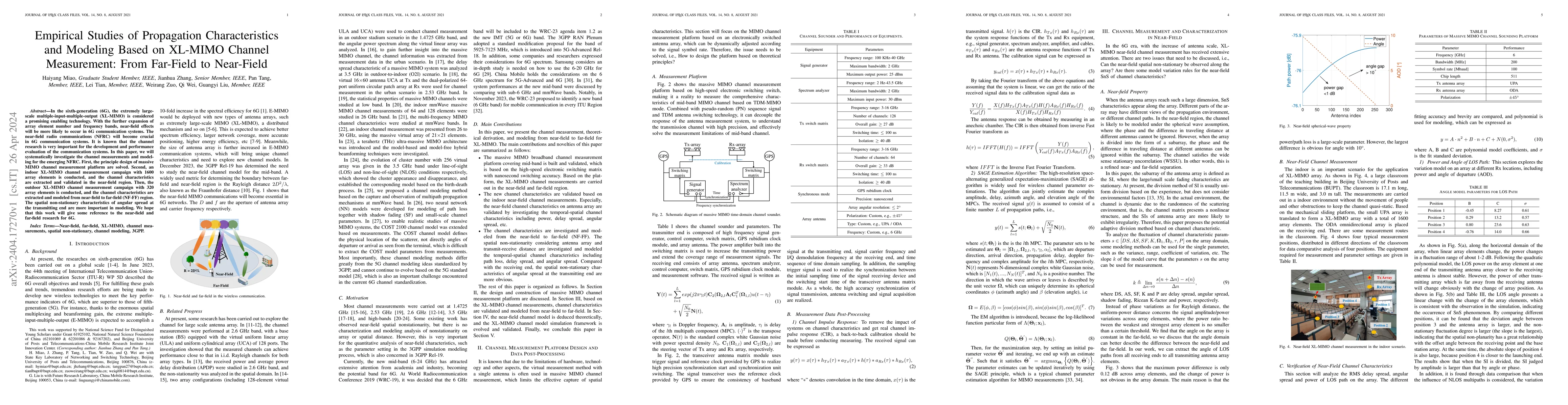 Thumbnail for Empirical Studies of Propagation Characteristics and Modeling Based on
  XL-MIMO Channel Measurement: From Far-Field to Near-Field