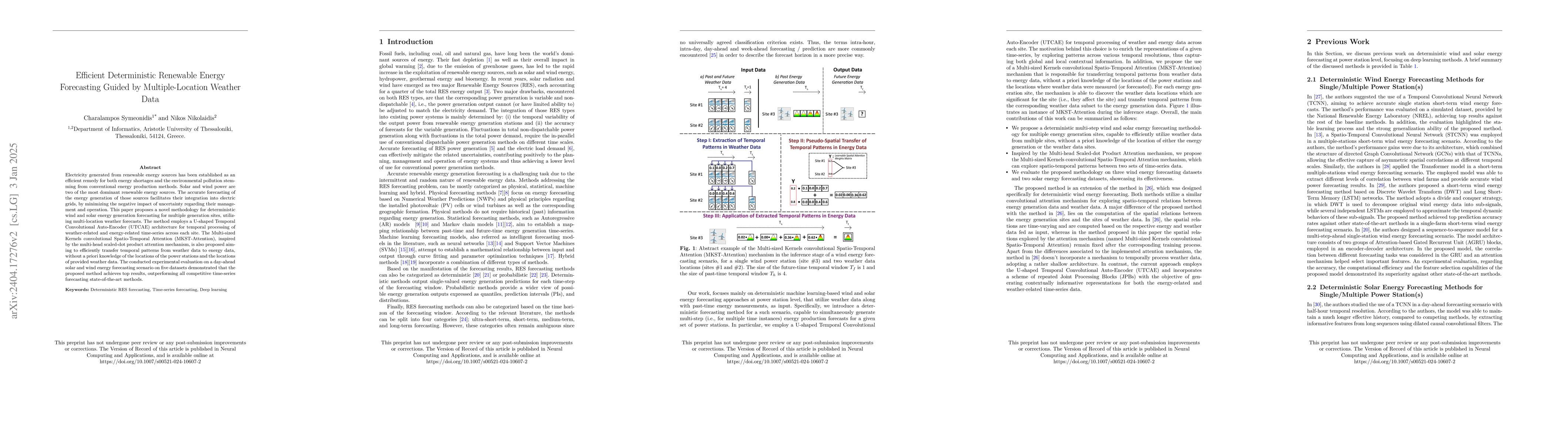 Thumbnail for Efficient Deterministic Renewable Energy Forecasting Guided by
  Multiple-Location Weather Data