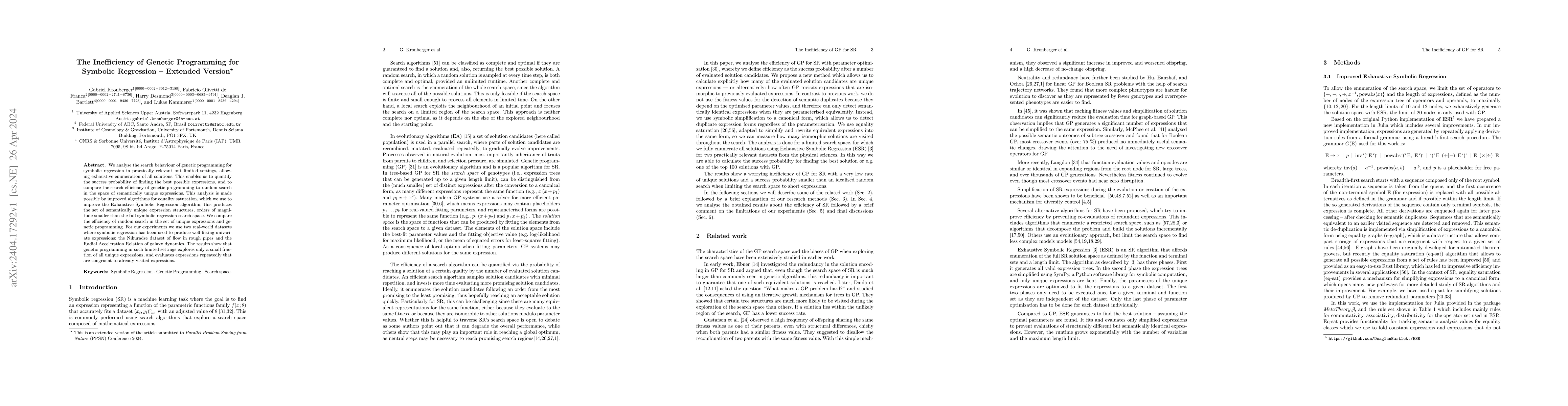 Thumbnail for The Inefficiency of Genetic Programming for Symbolic Regression --
  Extended Version