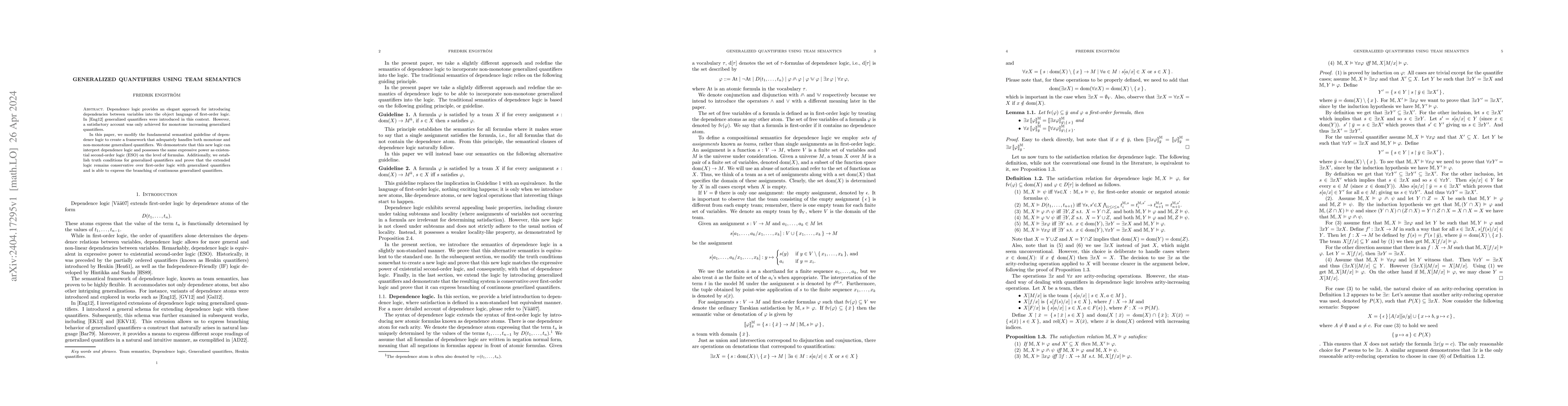Thumbnail for Generalized quantifiers using team semantics