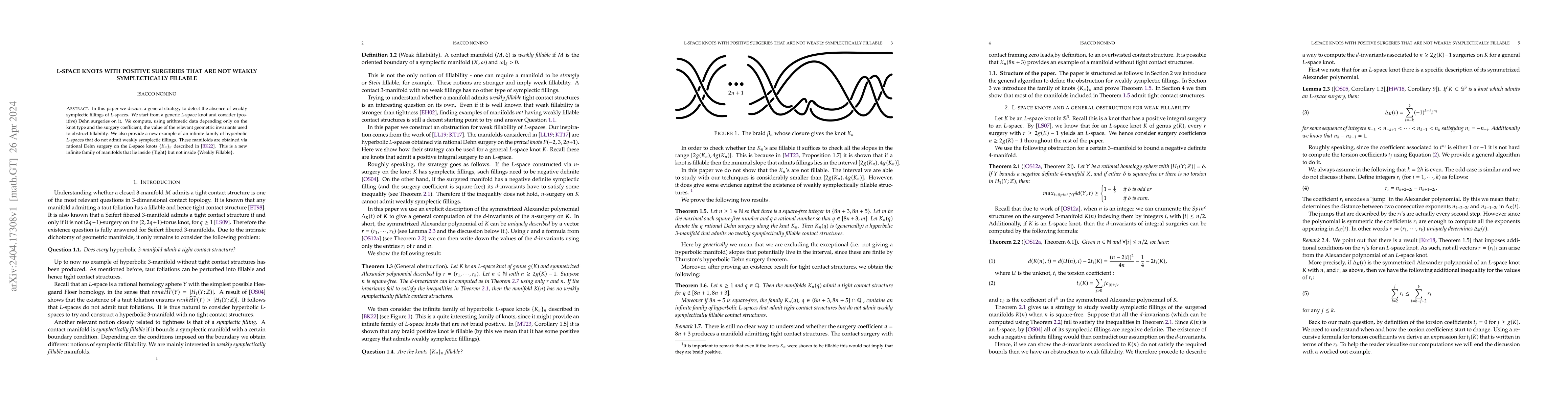 Thumbnail for $L$-space knots with positive surgeries that are not weakly
  symplectically fillable