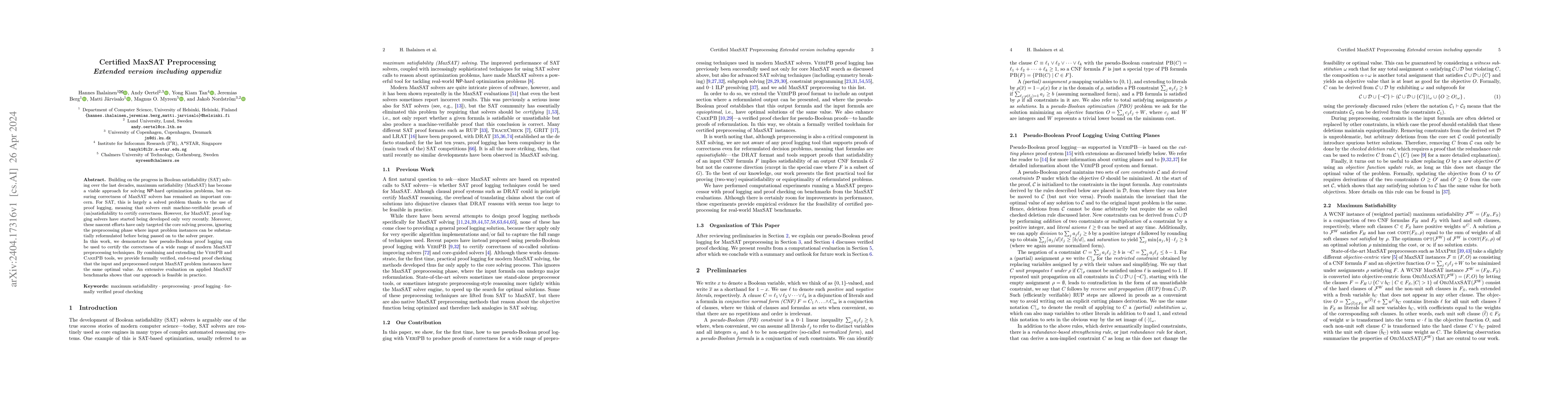 Thumbnail for Certified MaxSAT Preprocessing