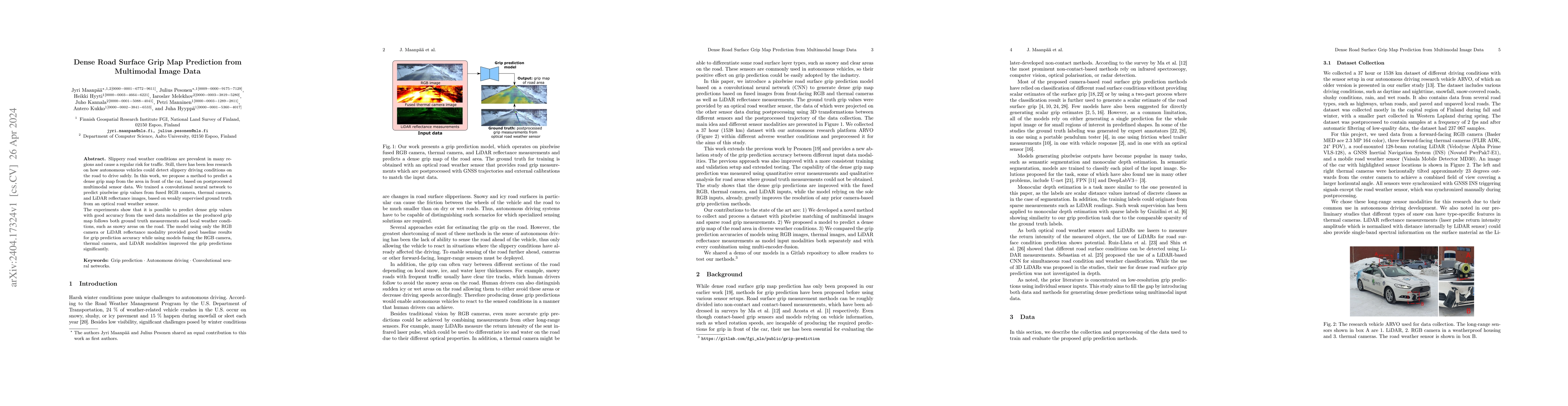 Thumbnail for Dense Road Surface Grip Map Prediction from Multimodal Image Data