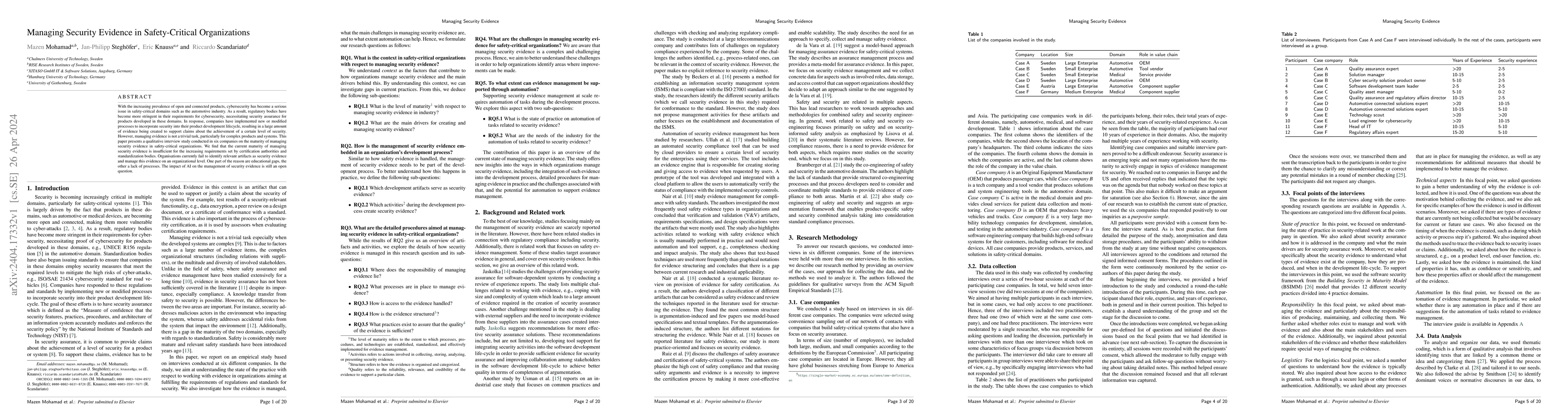 Thumbnail for Managing Security Evidence in Safety-Critical Organizations