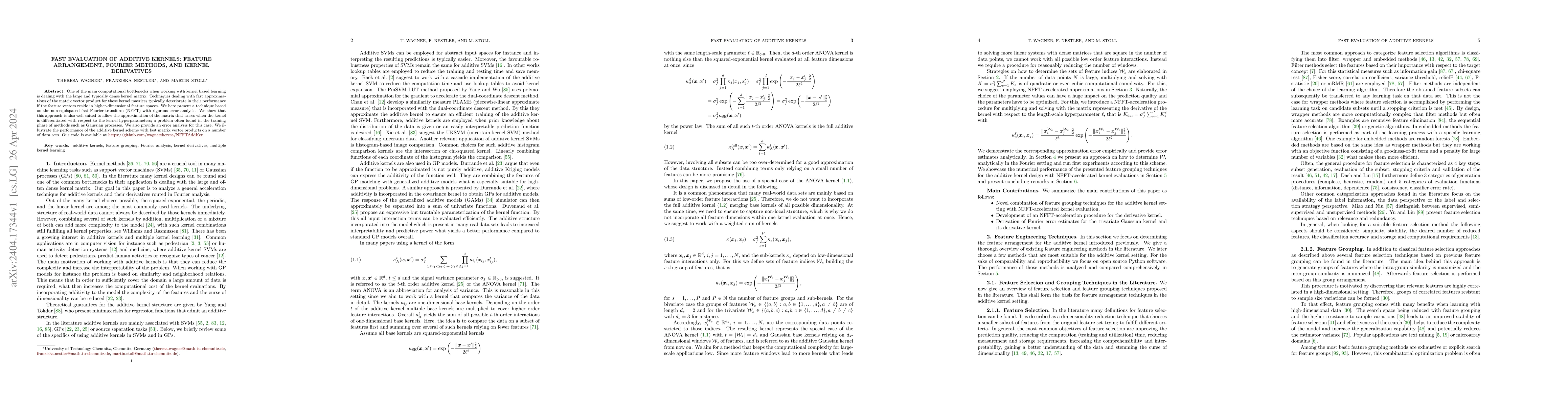 Thumbnail for Fast Evaluation of Additive Kernels: Feature Arrangement, Fourier
  Methods, and Kernel Derivatives
